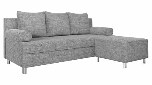 Mirjan24 Schlafsofa Dover mit Bettkasten und Hocker (Lawa 05) | 3-Sitzer-Sofa mit Schlaffunktion und Kissen-Set für entspanntes Sitzen und komfortables Schlafen