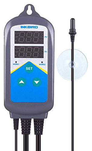 Inkbird Heating Thermostat Aquarium Reptile Submersible Probe Sensor ITC306T Heater Relay Digital Greenhouse Temperature Controller Dual Stage Timer Time Switch ONLY Heat Plug Outlet NO Cooling