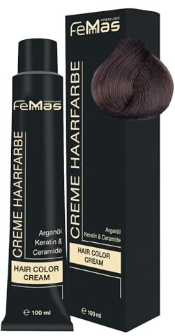 FemMas Haarfarbe Hellbraun Intensiv 5.0 I Creme Haarfarbe mit Arganöl, Keratin & Ceramiden I Als dauerhafte Haarfärbung oder Tönung für strahlende, haltbare Farbergebnisse I 100 ml