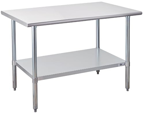 Profeeshaw Stainless Steel Prep Table 48x30 Inch NSF Commercial Work Table with Undershelf Heavy Duty Table for Kitchen Restaurant Home Hotel