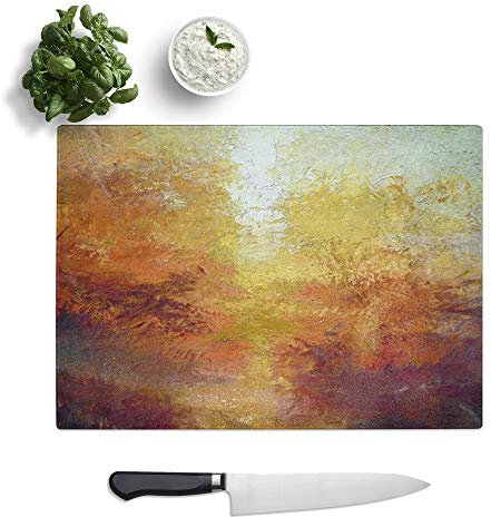 Kitchen Chopping Board Glass - J.M.W. Turner (Joseph Mallord William Turner) Sun - Textured Worktop Saver Cutting Board - Heat Resistant, Shatterproof and Hygenic - 39 x 28.5 cm