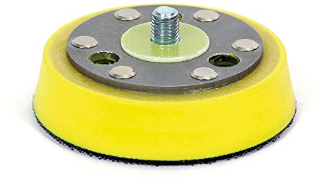 Dino KRAFTPAKET 640345 75mm-Stützteller-5/16-24 mit Klett Polierteller für Exzenter Poliermaschine 650W-9mm Hub, Gelb