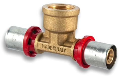 TDM 16er Pressfitting T-Stück mit 1/2 Innengewinde – für 2,0mm Rohr, Aluverbund- und Mehrschichtverbundrohr, DVGW geprüft, 16 x 1/2 x 16