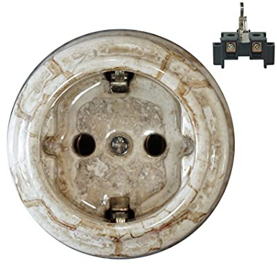 Vintage Enchufes de Porcelana pared con toma de tierra 240V,16A