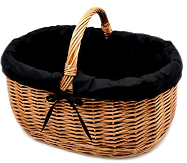 MyBer® Shoppingkorg rottingkorg flätad korg flätad 52/37/21 (40) cm stabil bärkorg av vide K1-004-G-SS