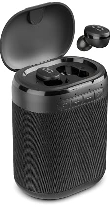 Ledwood Versa - Enceinte 2 en 1 sans Fil avec Ecouteurs Intra Auriculaire - Robuste - Son Puissant - Nomade