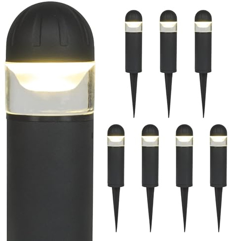 MULANDI LED Landscape Bollard Pathway Light, 2W, DC 12V Low Voltage Path Lighting Outdoor Waterproof, Die-Casted Aluminum Housing for Garden Light, 3000K Warm White Pack of 8