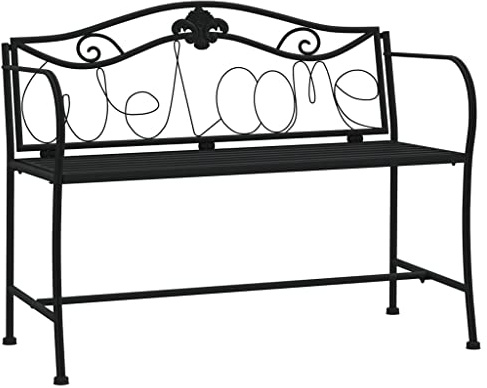 vidaXL Gartenbank Parkbank Sitzbank Balkonbank Terrassenbank Metallbank Bank Gartenmöbel Garten Terrasse 2-Sitzer 104cm Schwarz Stahl