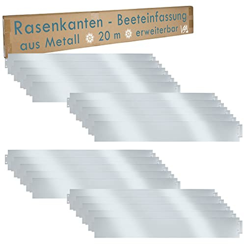 V2Aox Bordura Recinzione Aiuola Metallo Galvanizzato 5m 10m 15m 20m 25m 30m 40m 50m 14 cm Alto, Lunghezza:20 m