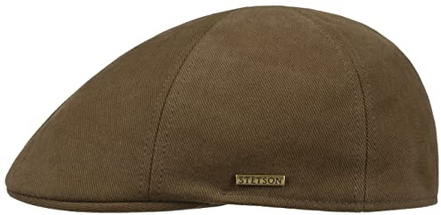Stetson Texas Classic Soft Cotton Flatcap - Mütze aus Baumwolle - Unifarbenes Design - Made in the EU - Herren - Für alle Jahreszeiten braun 57 cm