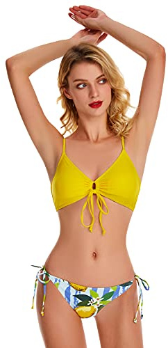 Kvinnors halter triangel bikiniset badkläder tvådelade badkläder Sexiga halter triangel spetsar upp baddräkt(S, Y3)