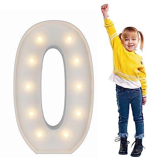 JoyBox Design 3FT Marquee Light Up Numbers Pre-Cut Frame Giant Marquee Numbers 0, Mosaic Numbers for Balloons, 20th 30th 40th 50th 60th Birthday Anniversary Decorations Party Decor