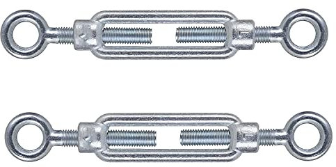 M8 x 110mm Eye & Eye Steel Turnbuckles Wire Tensioner Strainer Closed Hook Threaded Hook (Pack of 2) N18AB