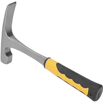 Marteau Géologique avec Pointe Pointue, Jeu de Ciseaux à Creuser à Poignée de Réduction des Chocs, Marteau à Roche en Acier à Haute Teneur en Carbone pour le Traçage, L'extraction (Tête plate)