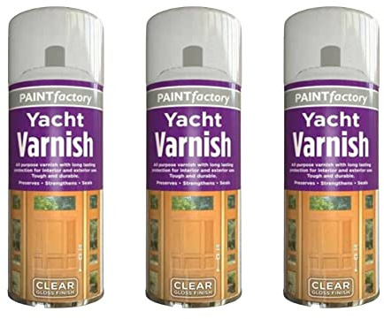 PNJB, All Purpose Yacht Varnish, Professional Gloss Finish Spray Wood Color Paint, Interior, and Exterior Surfaces, Fast Drying Sealer, Easy to Apply, Durable & Flexible Adhesion, 200ml, (3 Pcs)