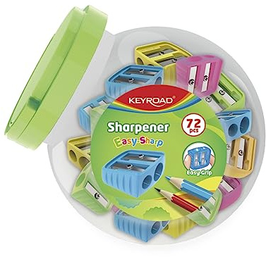 KEYROAD Ergonomischer Doppel-Anspitzer / 72 Stück/aus Kunststoff/Klingen aus Stahl/von Bleistiften und Buntstiften/Mischfarben/Für Kindergarten Vorschule und Schule/in einer Tube