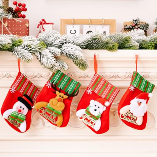 AstarFavor 8PCS Weihnachtsstrümpfe,Nikolausstrumpf Set Weihnachtsbaum Socken Nikolausstiefel Socken Weihnachtsstrumpf Geschenktüte Nikolaussocken Für Weihnachtsfeier Dekorieren