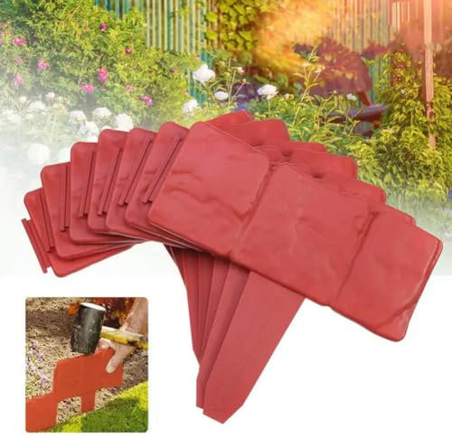 OPica 20 Bordi Grigi per Recinzione da Giardino, Effetto Pietra acciottolata, Bordi in plastica per Prato, Decorazioni per Bordi per aiuole