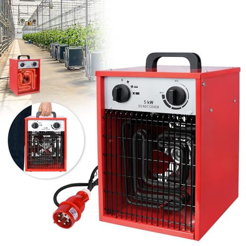 LARS360 5000 Watt, riscaldamento industriale professionale, con 3 livelli di calore, riscaldamento elettrico, a risparmio energetico, per interni ed esterni, protezione da sovraccarico