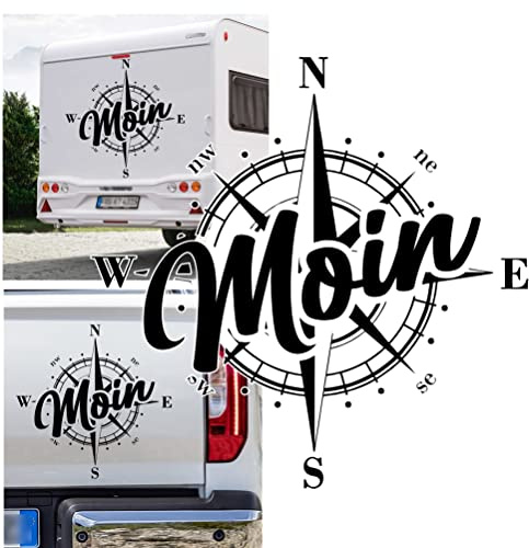 Rakelfix Kompass Moin Moin Moin-Moin Norddeutsch Borden Aufkleber Apassbar Wohnmobil Auto Autoaufkleber Sticker Kompassrose Windrose Camper