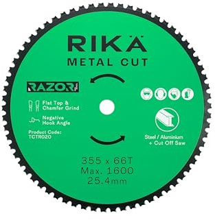 Rikä TCTR020 Razor Pro TCT Cut Off Mild Steel/Ali Saw Blade 355mm x 66T x 25.4mm