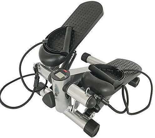 OHMG Stepper, 2-in-1 Mini-Stepper, Heimtrainer, Stepper für Zuhause, Stepper Fitness Maschine mit Widerstandsband und LCD-Monitor, Up-Down Stepper, Stepper Swing (B-Schwarz + Grigio)