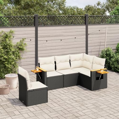 Festnight Balkon Lounge Rattan mit Stauraum Gartenlounge Klein Sofa Balkon Ecklounge Rattansofa Sitzecke Balkon Klein Gartensofa Ecksofa Garten Lounge Sofa Outdoor Balkonmöbel Couch Gartenmöbel