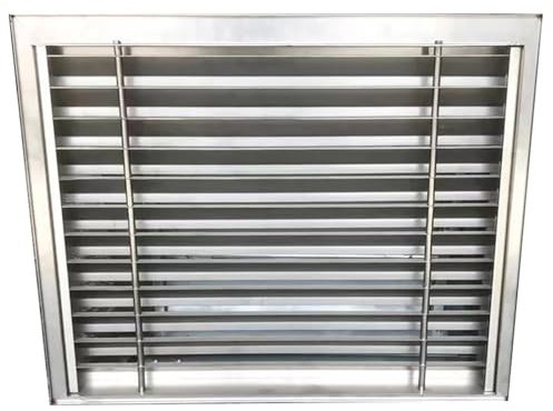 YUNHEST Graues Lamellen-Wandlüftungsgitter mit Außenmaßen von 250 x 250 mm, mit Moskitonetz, regendichte Außenwand-Lamellen for den Abluftventilator der Klimaanlage.(450 * 450mm)