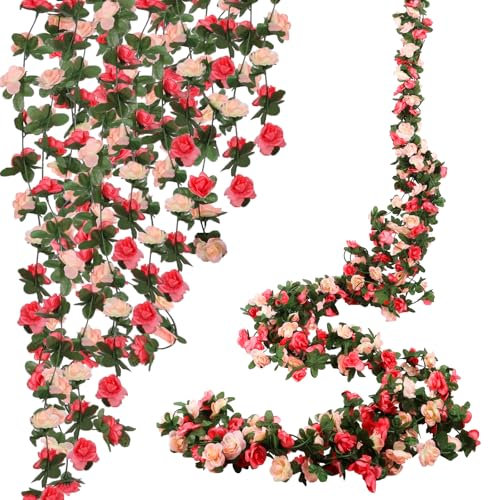 Beksodi 10 x Blumengirlande, künstliche Rosenranken