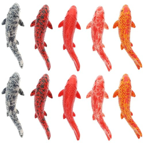 HOLIDYOYO 10 StüCk Realistische Miniatur-Koi-Fische Aquarium Dekoration Kleine Harz Figuren DIY Basteln Garten ZubehöR, Bunte Farben, 3.5cm