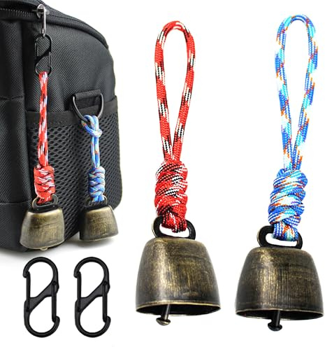 CHENNAN 2 Stück Anti Bär Glocken, Bärenglocke wandern | Metall Vintage Mini Kuhglocke Glocken Dekorationen, Vielseitig Kompakt und Tragbar Für Outdoor-Wanderungen, Rucksack-Anhänger