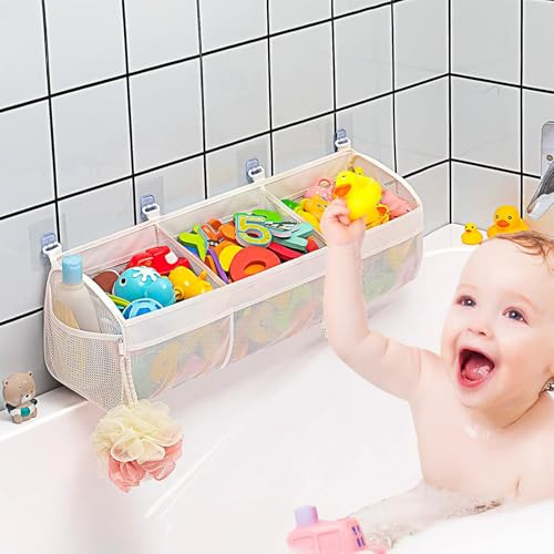 Badewannenspielzeug Aufbewahrung Aufbewahrungstasche Hängeorganizer Tasche Badespielzeug Aufbewahrung Spielzeug Aufbewahrung Aufbewahrung Bad, Aufbewahrung Badezimmer, Ideal Für Bäder (Weiß)