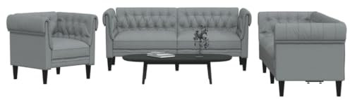 Tidyard 3-TLG. Sofagarnitur Schlafsofa Couch Wohnzimmer Polstermöbel Schlafsofa Sofa Set Loungesofa Hellgrau Stoff4 91