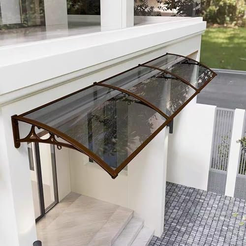 Terrassenüberdachung für den Außenbereich, mit Polycarbonat-Platte und Aluminiumrahmen, individuelle Größe (100 x 350 cm), winddichter Regenschutz, 99 % UV-Schutz, Dachüberdachung für Veranda
