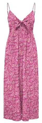 ONLY Onlnova Life Vis Jules Long Dress AOP, Fucsia Fedora, S Mujeres