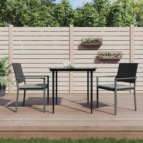 Xichuzi Gartenstühle mit Kissen 2 STK. Schwarz 54x62,5x89cm Poly Rattan Gartensessel, Campingstuhl, Hochlehner, Balkonmöbel, Balkonstuhl, Terrassenstühle, Balkon Stuhl, 364097