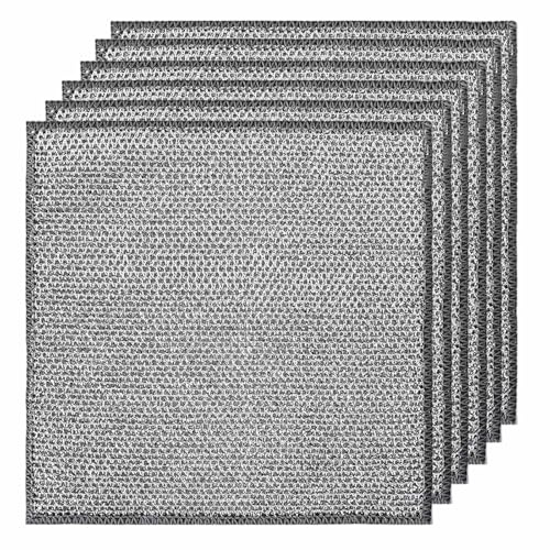 6 PCS Double Layer Wire Dishwashing Cloths Multipurpose Non Scratch Steel Wire Cleaning Cloths 20x20 cm Two Layer Reusable Wire Washing Dishcloths Rag Towel for Kitchen Dish Sink Stove Top