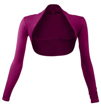 Glamexx24 Boléro élégant pour Femme - Veste boléro à Manches Longues - Veste Courte - Cardigan Festif - Cardigan léger pour Les fêtes, Rouge foncé