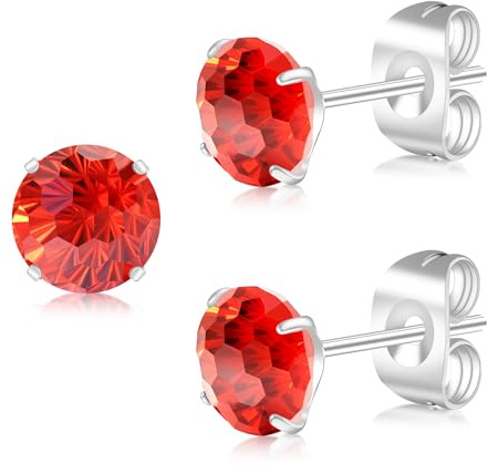 Artskin G23 Titanium Cubic Zirkonia Ohrstecker für Frauen Männer Ohrringe CZ Runde Schnitt simulierte Diamant 6mm Hypoallergen Silber Ohrringe für empfindliche Ohren