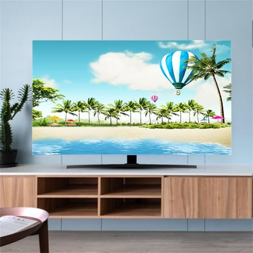 Hixingo Cubierta Antipolvo para TV, Funda para Televisor Elástico Protector para Smart TV, Cubierta de Televisión Pantalla de Funda Modas impresión Paisaje (Playa,75)