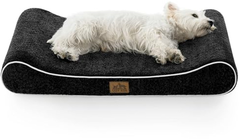 COZY KISS Waschbares Hundebett Wasserfest für Mittel Hunde 90x60cm, Schwarz | Orthopädisches Hundematte, Erhöhtem Rand, Rutschfestes Hundekissen, Verstärktem Komfortschaum, Atmungsaktiv, 14cm H, Schwarz