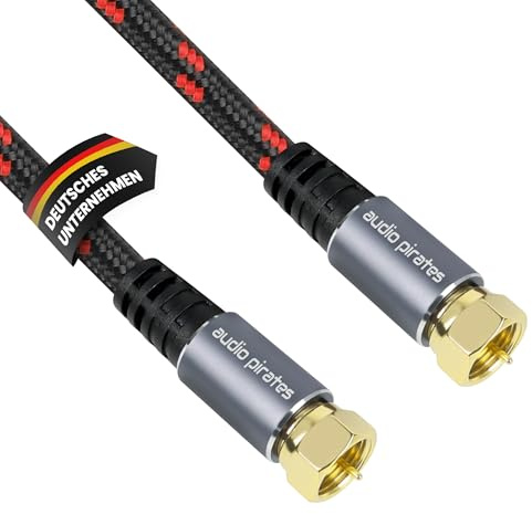 audio pirates Cavo coassiale RG6 – Cavo SAT con connettori F dritti – Cavo satellitare coassiale a doppia schermatura con diametro di 7 mm – Cavo antenna, cavo coassiale nero/rosso (confezione da 1