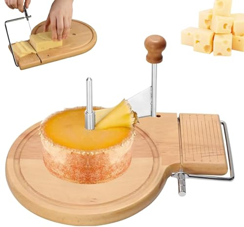 AXGCAA Käsereibe aus Buchenholz, rotierende Käsereibe mit einstellbarer Stärke, tragbarer Schokoladenraspel mit Griff und Messbereich, für Zuhause, Restaurants, Cafés, Bäckereien(Without lid)