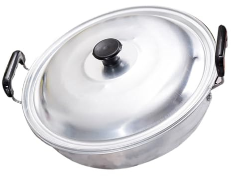 GLEAVI Cazo de Aluminio Grueso con Doble Asa para Cocinar Ramen Sopas y Guisos Olla Resistente y Fácil de Limpiar para Cocina