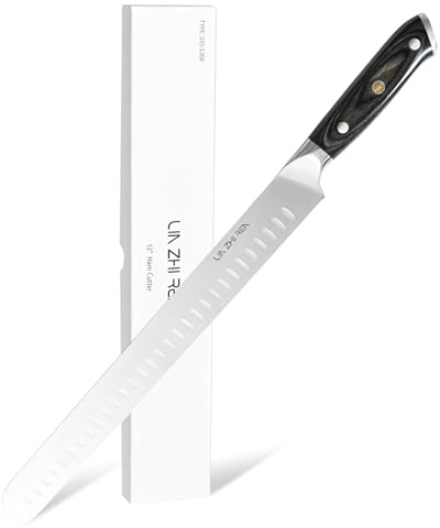 LIN ZHI REN Carving Knife 12 Inch, Constructed from Superior Stainless Steel with Ergonomic Handles for Meat Cutting, BBQ, Turkey