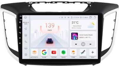 Android 9 tum 2 Din bilradio för Hyundai Creta Ix25 (2015–2019) - CarPlay, GPS-navigering, Bluetooth, FM RDS, HiFi, Stereo pekskärm, Wi-Fi-aktiverad