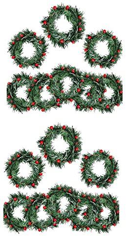 Youbones 16 PZ Agrifoglio Bacca Candela Piccola Bacche Rosse Artificiali per Natale Ghirlanda Ornamenti