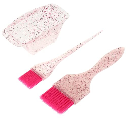 SHINYPASING Salon Hair Dyeing Kit with Pearl Soft Bristle Brush and Pink Hair Tint Mixing Bowl Set