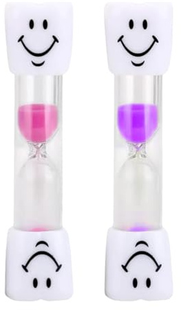 AEIXYA 2 Piezas Reloj De Arena Cepillado De Dientes,3 Min Reloj De Arena Niños,Temporizador Fácil De Llevar Para Escuela,Oficina,Hogar,Cocina(Rosa Y Morado)