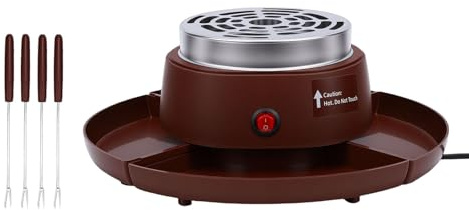 Asixxsix 2 i 1 Elektrisk Smores Maker och Fondue Pot, Bordsskiva Inomhus Smores Kit med 4 Grillgafflar och Löstagbara Brickor, Flameless Roaster för Familjesammankomster och (EU)